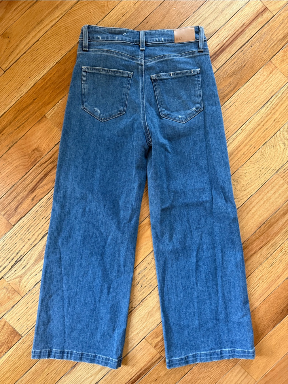 PAIGE Anessa Wide Leg Jeans Med Wash Womens Size 27 High Rise Stretch Distressed - Picture 9 of 15